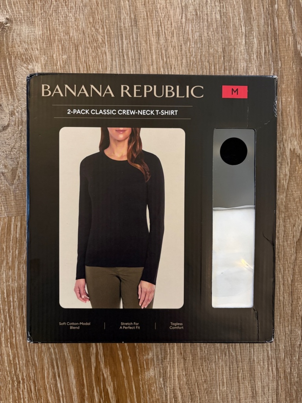 Banana Republic Women's Long-Sleeve Crew Neck Tee - Black & White (2-Pack)